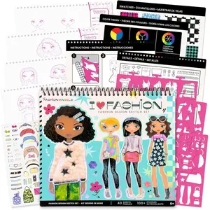 I Love Fashion Sketch Portfolio, Includes Sketch Pad with Stencils & Stickers, Fashion Design Sketch Book for Girls, Ideal Drawing Kit for Kids