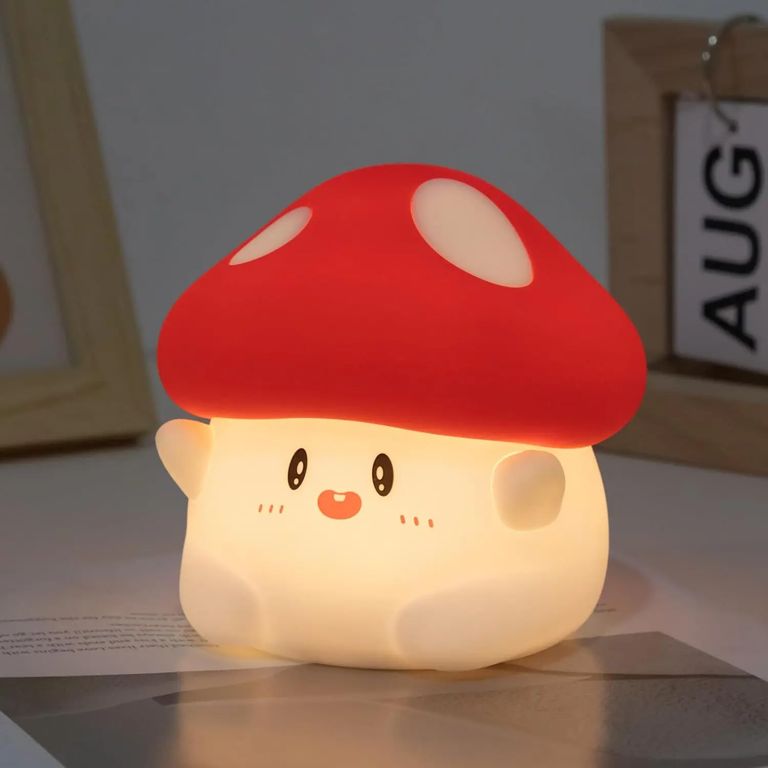 Rytinazzz Silicone Night Light for Kids, 50H Long Battery Mushroom Lamp, Gift for Kids, Cute Bedside Light for Girls Room, Rechargeable Tap Control