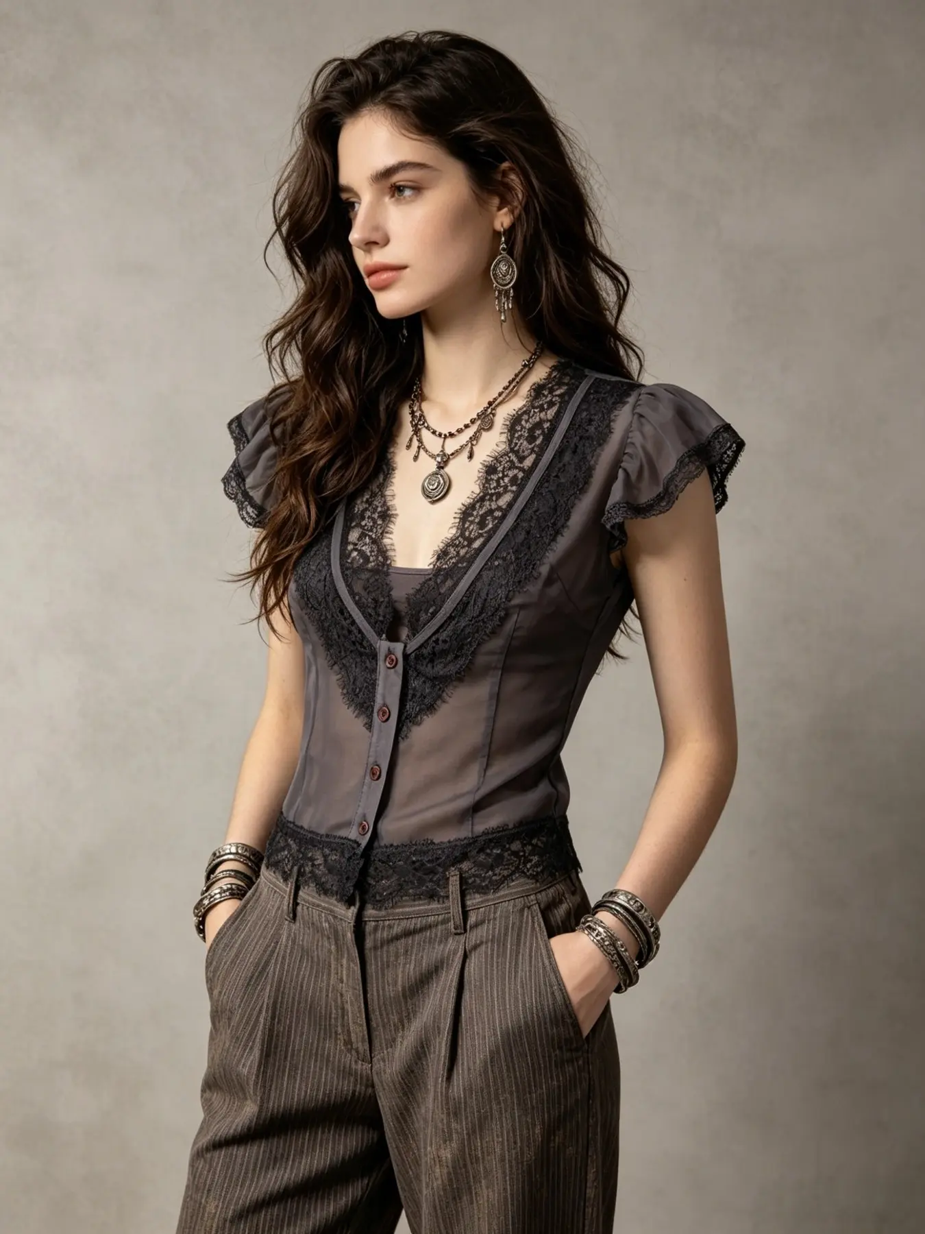 Women's Boho Style Sheer Deep V Neck Lace Patchwork Short Sleeve Shirt Top Blouses, Boho Clothing Blouse, Slim-Fitting, Soft Lightweight Fabric, Summer Wear, XS-2xl