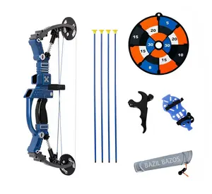 BAZILBAZOS Fine Motor Skills, Critical Thinking, Empathy Youth Archery Training Set – Using a bow and arrow Youth Archery Bow Sets Compound-Style Beginner Bow with Soft-Tip Arrows, Target Practice Kit for Supervised Outdoor Play