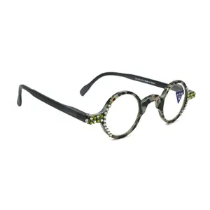 Picasso, (Bling) Women Reading Glasses W (Black Diamond, Olivine) Genuine European Crystals, Round (Black) Tortoiseshell. NY Fifth Avenue