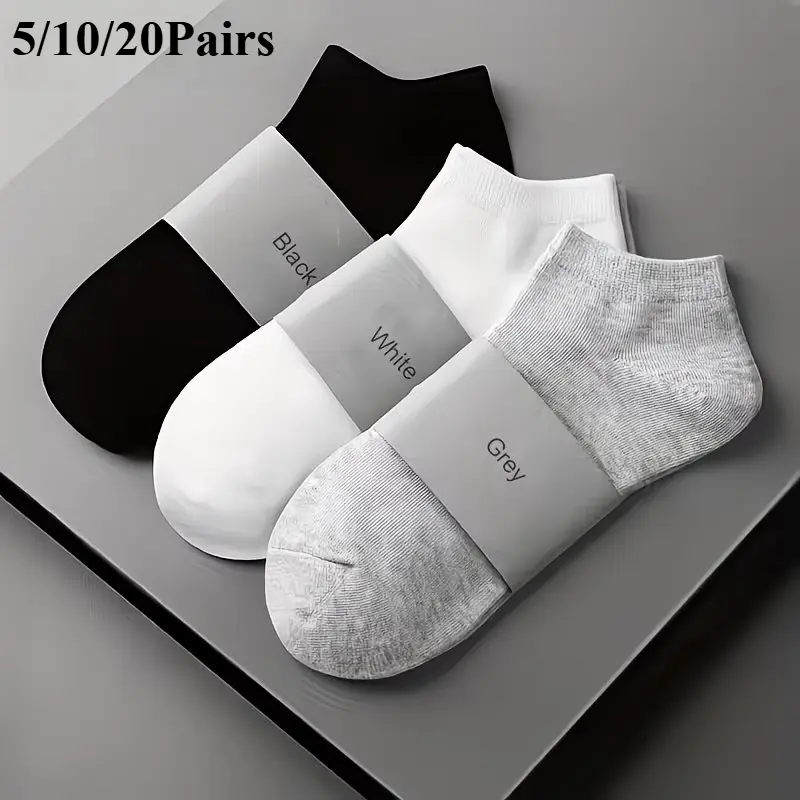 5/10/20 Pairs of Soft and Lightweight Ankle Socks - Summer Thin Socks That Absorb Sweat and Are Breathable, Comfortable and Casual To Wear