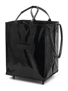 Foldable Reusable Rolling Shopping Bag, Valentine's Day Gift, Home Essential, Compact Fabric Design, Durable PP Handle, Ideal for Shopping and Outdoor Use, Reusable Grocery Bags