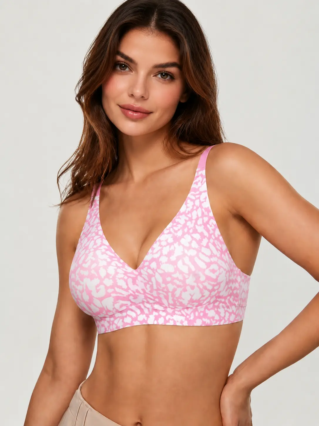 Leopard Jelly Wireless Push Up Bra | Buttery Soft Seamless Invisible T-Shirt Bra for Women | Anti-Sagging Full Coverage Deep V Comfort Lingerie | Perfect Graduation, Bridal & Mother's Day Gift