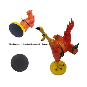Cool Drunken Kung Fu Chicken Resin Ornament, Realistic Resin Rooster Sculpture for Living Room & Entrance Decoration