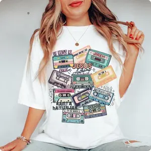 Jesus Anthems Retro Christian Collage Tee & Fruit of The Spirit Women's Classic Spring Season Soft Comfy  Cotton Unisex Graphic T-Shirt