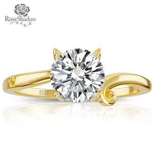 ROSESHADOW 1.0CT Moissanite Cat Ring Cute Kitty Ring Paw Print Ring Dainty Rings Gifts for Cat Lovers Women