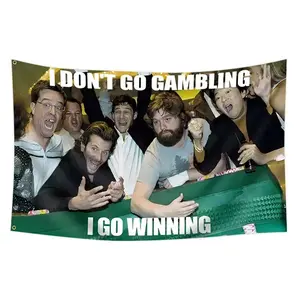 Funny Gambling Meme Flag I Go Winning Banner, Casino Party Wall Decor, Man Cave Funny Poster, Dorm Room Meme Flag Gift