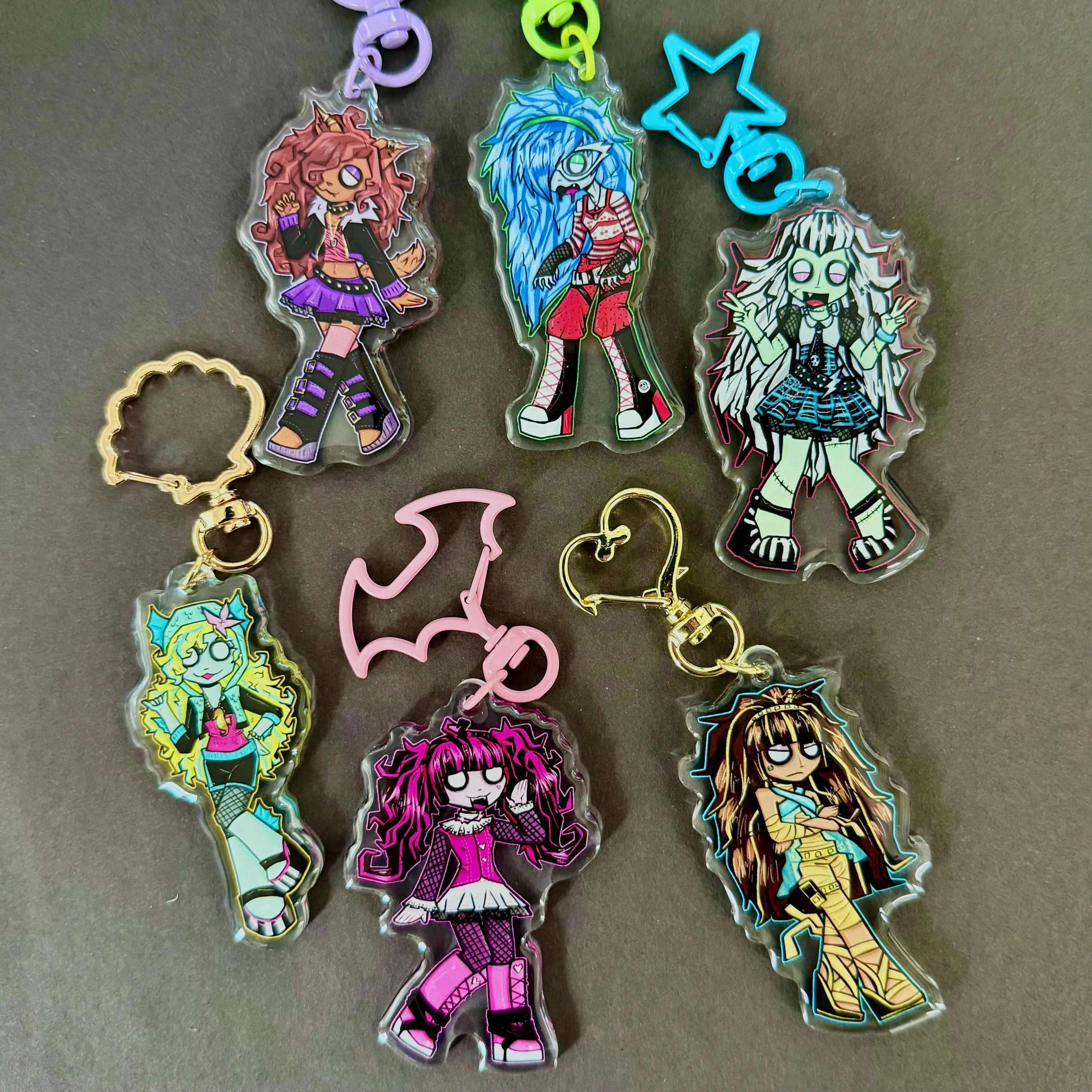 Monster Girls School Acrylic Keychains - Emo Scene Alternative 2000s, Cute, Durable, And Perfect For Bags, Keys, Or Gifts. Great For Daily Use Or As Thoughtful Little Gifts For Your Friends And Yourself.