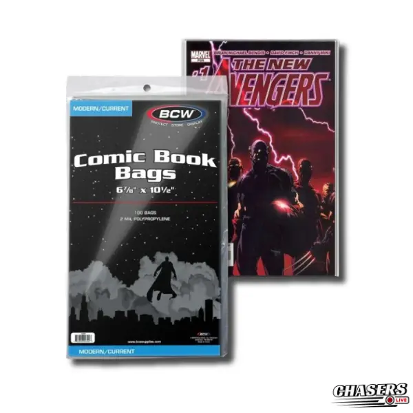 BCW Comic Book Bags Modern/Current 6 7/8 x 10 1/2 Polypropylene Acid Free 100ct for Optimal Protection