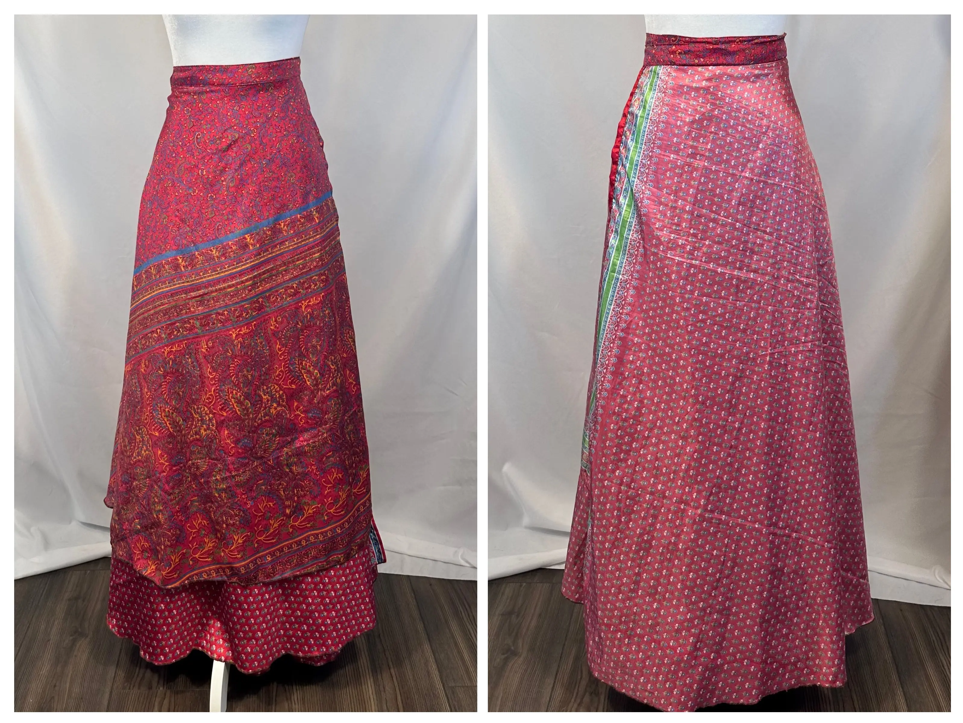 Plus Size Ankle Saree Wrap Skirt Handcrafted from Upcycled Indian Sarees Eco-conscious Fashion Adjustable Flattering Fit Limited Edition