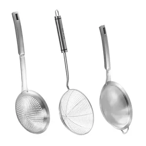 3Pcs Stainless Steel Spider Strainer Skimmer Ladle for Cooking and Frying, Kitchen Utensils Wire Strainer Pasta Strainer Spoon Hot Pot Fat Skimmer Spoon Set Kitchenware - Home Improvement.