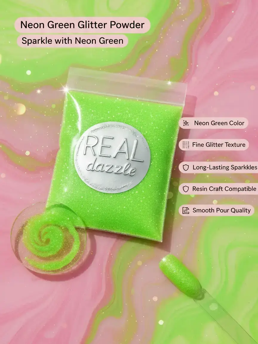 Neon Green Electric Lime Fine Glitter - Dreamer Collection, Long-Lasting Sparkles for Resin Crafts, Pour Smoothly Nail Art Decoration Accessory