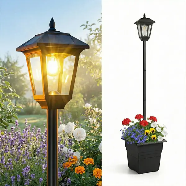 72" Solar Lamp Post with 15L Planter, Waterproof Outdoor Solar Light for Backyard, Garden & Patio, Solar Post Light for Pathway, Driveway, Yard & Front Yard Decoration, #Summervibes