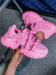 Women's Fashionable Detachable Star Decor Low-Top Sneakers, Breathable Comfortable Casual Sports Shoes for All Seasons