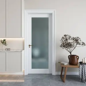 1-Lite Frosted Glass Door, Pre-Assembled Interior Door for Pantry, Laundry, Closet as Prehung, Bypass, Pocket Door,MDF Wood Panel w/o Hardware,White