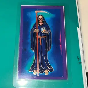 Santa Muerte Oracion Prayer Card with Detailed Artwork and Spiritual Design