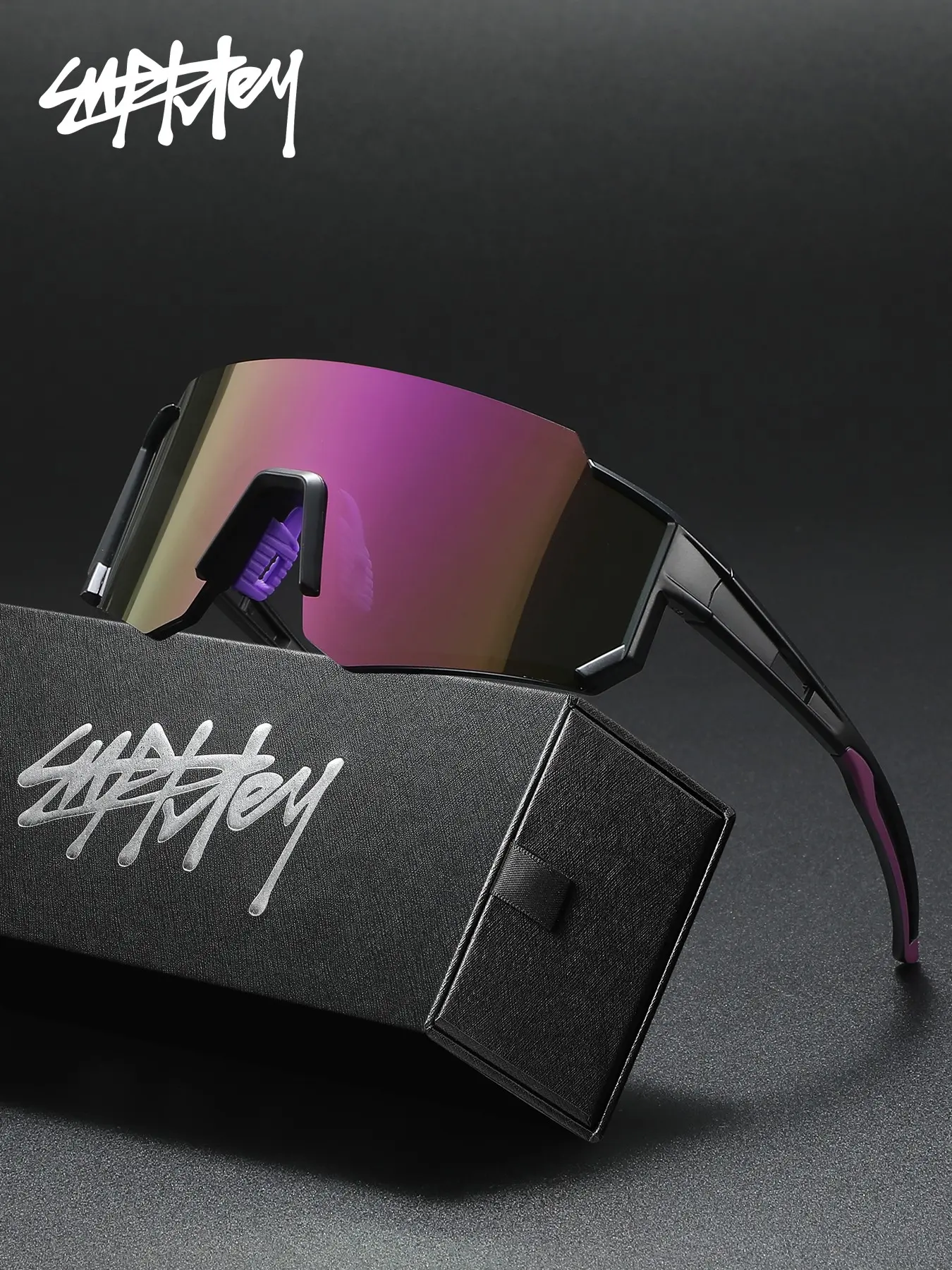 SUPKLEY Unisex Oversized Shield Sunglasses, Lightweight Windproof Design, UV Blocking And Anti Glare, Perfect for Cycling, Hiking and Daily Streetwear, Lightweight Sports Sunglasses