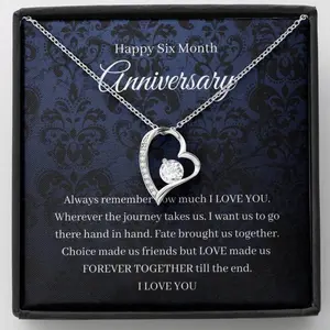 Heart, 6 Month Anniversary Jewelry For Wife/Girlfriend, 6 Month Anniversary Gift For Her, Six Month Anniversary Gift Necklace For 6 Month