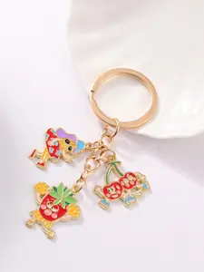 Tropical Fruit Pineapple Cherry Surfboard Keychain, Summer Beach Alloy Enamel Key Ring, Bag Accessory, Stylish Key Holder