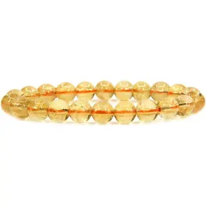 Natural AA Citrine Gemstone 8mm Round Beads Stretch Bracelet 7" Unisex …