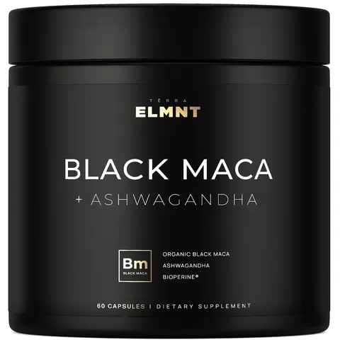 Black Maca Root Supplement | Organic 40:1 Maca Extract + 15:1 Ashwagandha | Energy, Stamina & Daily Wellness Support | TERRA ELMNT