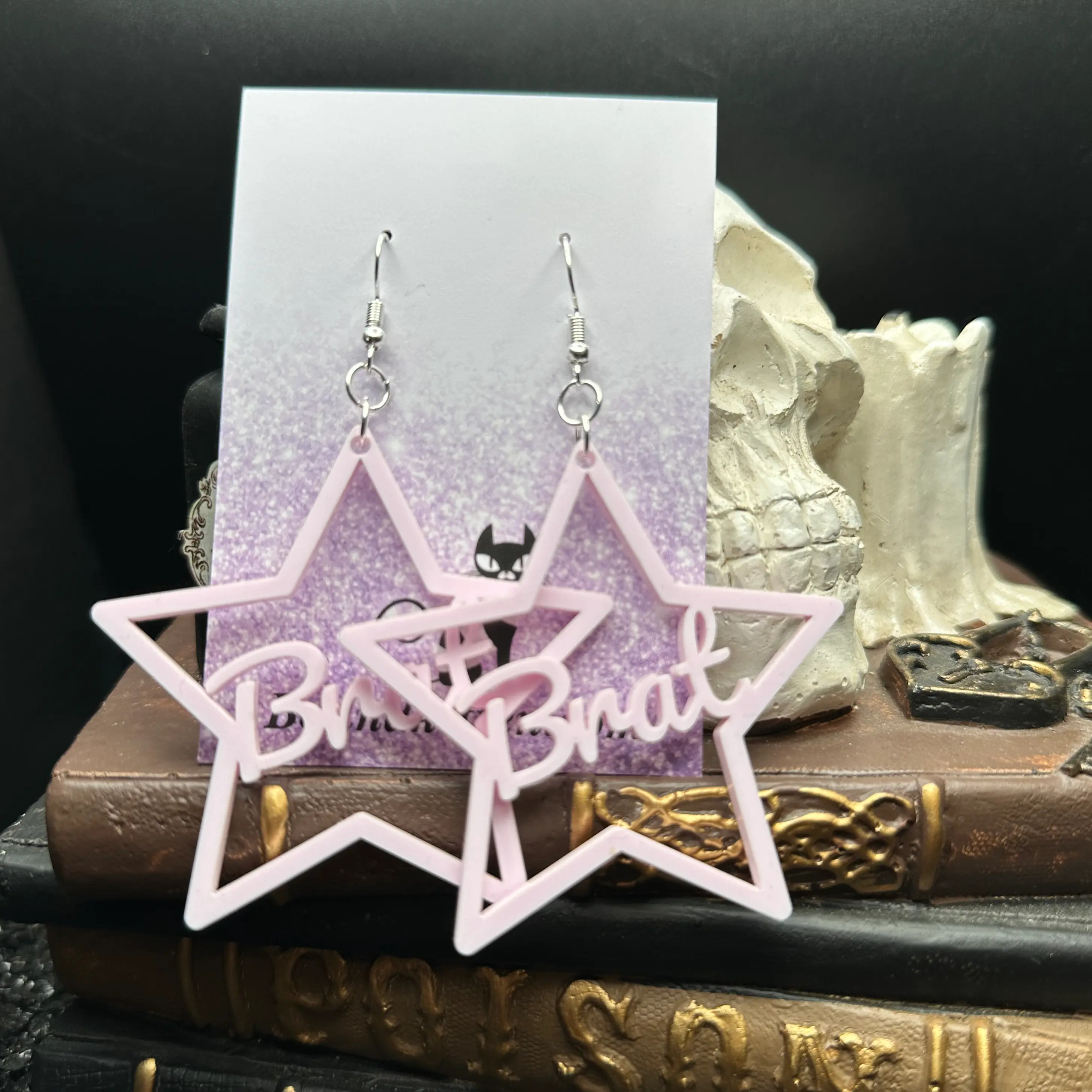 Brat Earrings, Rose Pink Acrylic