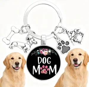 1pc New Women "Dog Mom" Keychain, Cute Cartoon Dog Bone Dog House Pendant, Pet Lover Gift Keychain for Backpack Purse Car Accessories Bag Charm, Goth Y2K School Lanyard with ID Holder