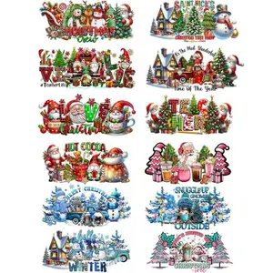 12 sheets UV DTF cup wraps for 16OZ, UV DTF cup wrap was made up by Christmas, widely be used on mugs, cups, iPhone,desk surfaces and so on, DIY Sticker