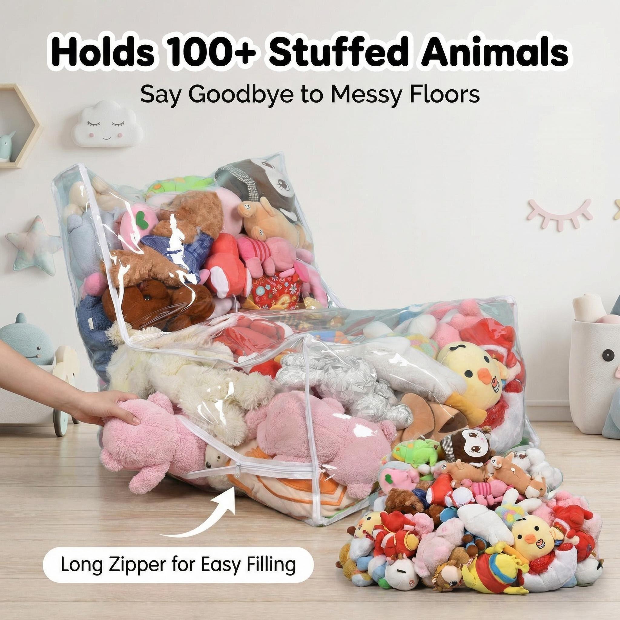 Clear Kids Recliner Sofa, Convertible Lounge Chair for Boys and Girls, See-Through TPU Shell & Waterproof Oxford Cloth, Stuffed  Storage Chair (Shell Only, Toys Not Included)