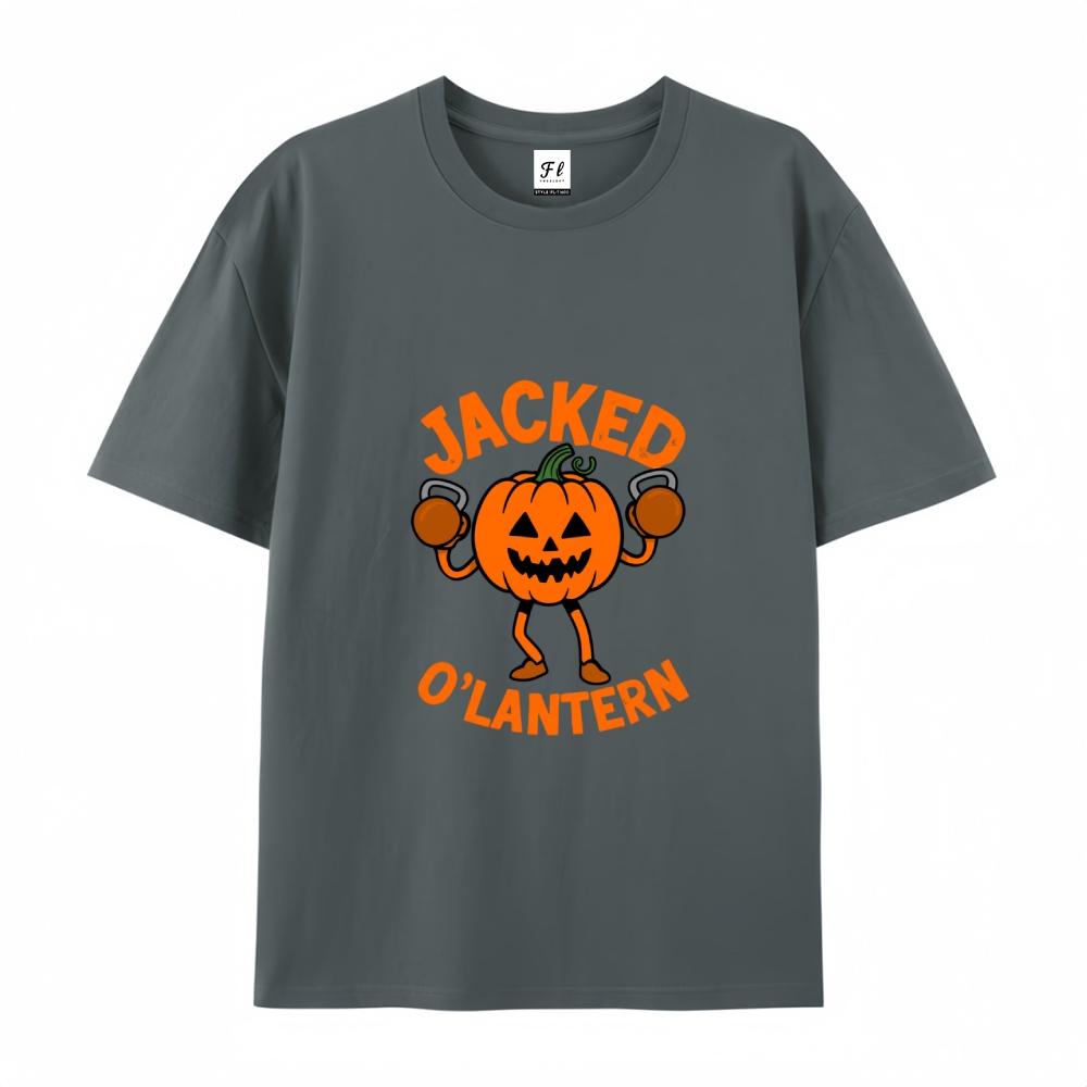 Lightweight Breathable Jacked O'Lantern Pumpkin T-Shirt Oversized Streetwear Tee Funny Summer Workout Top for Menswear