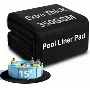 15FT Pool Liner Pad 350G/M² Thicker, Black Pool Pads for Above Ground Pool, Heavy Duty Round Pool Liner Pad Geotextile Material Puncture-Proof Pool Bottom Padding(15'Round)