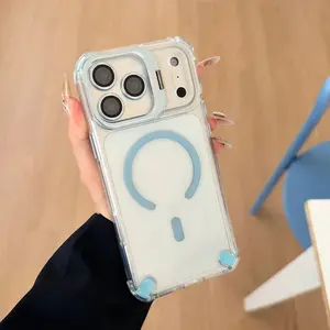 HISTORYOO Case For iPhone 17 Pro Max 16 15 14 Plus 13 12 11 Magnetic For MagSafe Independent Camera Lens Adjustable Kickstand Metal Holder Protector Protection Hybrid Acrylic TPU Candy Cover 4 Corner Coverage Anti-Drop Protective Anti-Fall Cover