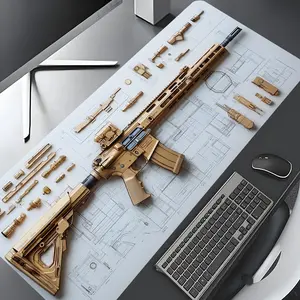 Tactical Rifle Accessories Extra Large Gaming Mouse Pad, Military Themed Desktop Decoration and Protection Mat, Non-Slip Rubber Edge for Pcs and Laptops, Perfect Gift for Boys, Girls, and Kids, Desktop Accessory, Mouse Pad Material