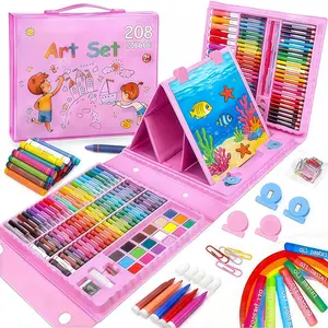 208 PCS Art Supplies, Drawing Art Kit for Adults Art Set with Double Sided Trifold Easel, Oil Pastels, Crayons, Colored Pencils, Watercolor Pens Gift for Girls Boys Artist,valentines day gifts for kids
