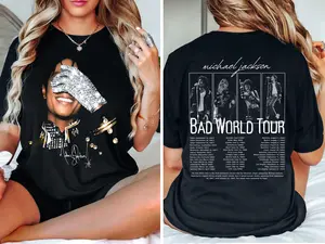 Comfort Colors Youth Michael Jackson Tee, Michael Jackson Bad World Tour 1987 T-Shirt, King Of Pop Unisex Fan Gift