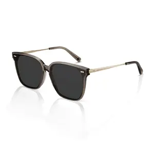 MUJOSH Minimalist Square Polarized Sunglasses for Women Men, Trendy Seamless Flush-Mount Flat Shades for Driving, Travel & Fashion Accessories, Walnut Brown, Exclusive Eyewear Brand of EssilorLuxottica