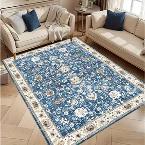 Boho Area Rugs Washable Vintage Modern Neutral Large Carpet for Dinning Room Living Room Bedroom Farmhouse Mat Boho Floral Rug