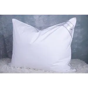 Goose Feathers Down Pillows for Sleeping, Bed Pillow with Grey Piping Standard Size (20X26IN) 1 Pack