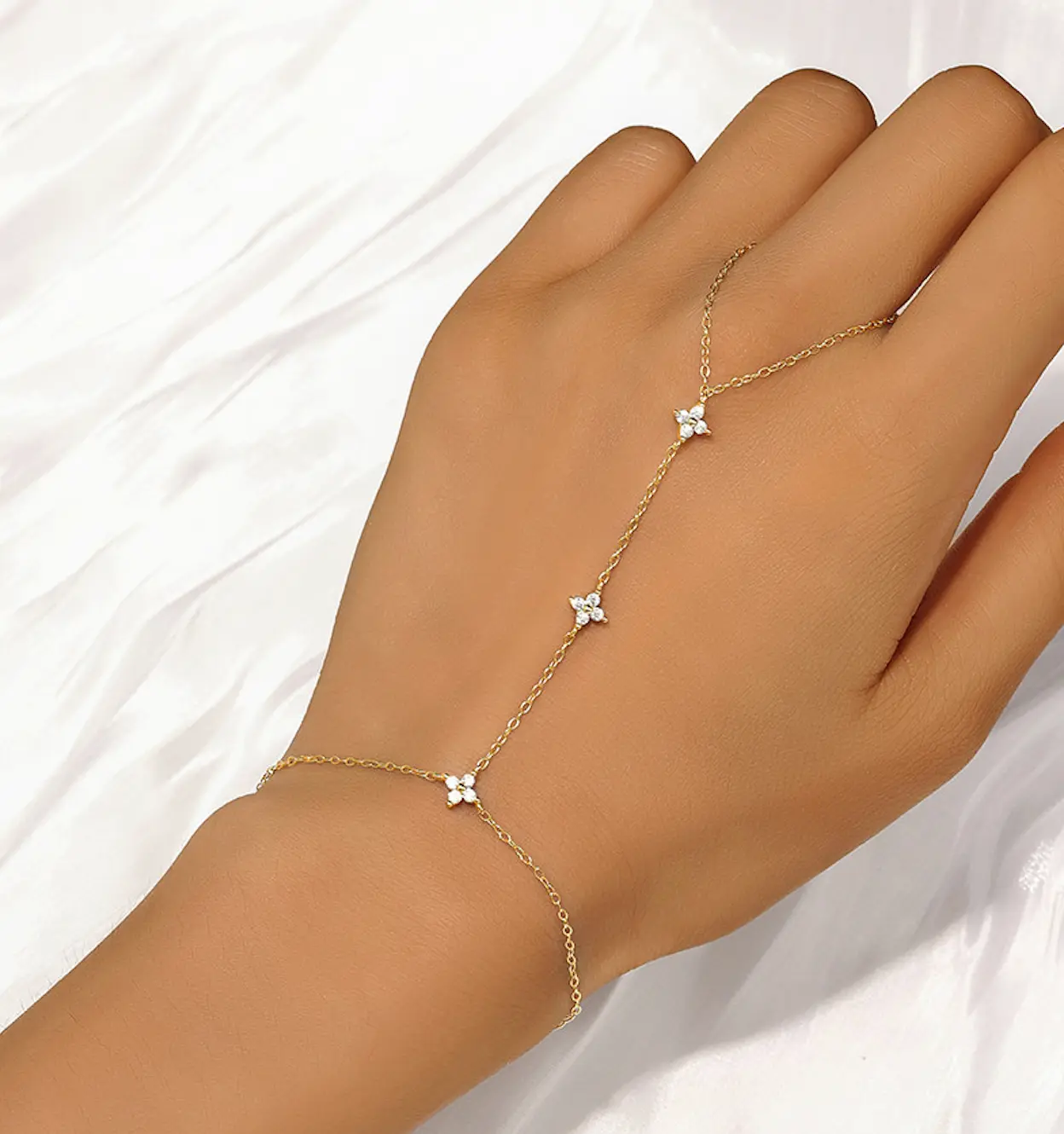 Gold Zircon Hand Chain