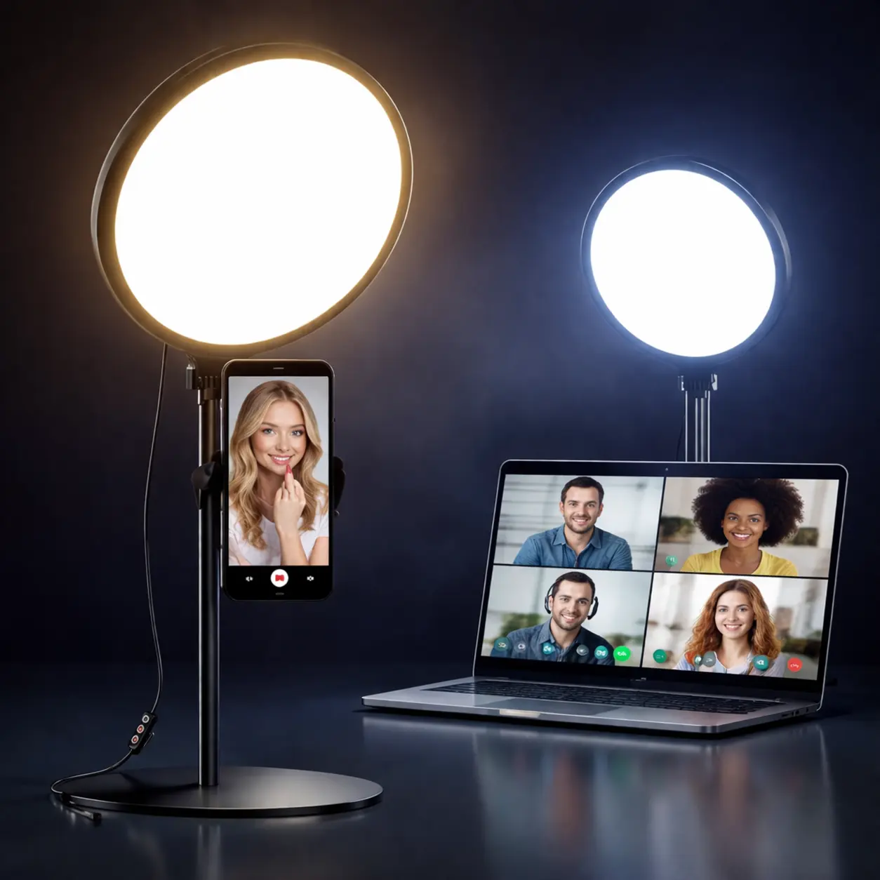 10.5" Ring Light with Stand, Weilisi Full-Screen Selfie Ring Light for Desk with Phone Holder, Adjustable Laptop Light for Video Recording, Zoom Lighting for Computer, Meeting, Live Streaming
