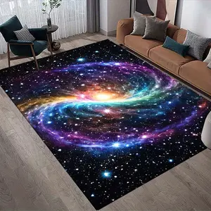 Interstellar Space Design Polyester Carpet - Multi-functional Indoor/Outdoor Area Rug, Suitable for Living Room, Bedroom, Corridor - Durable 800g/m² Crystal Velvet, Non-slip, Easy to Clean, Hand Washable - Large Size Options Available
