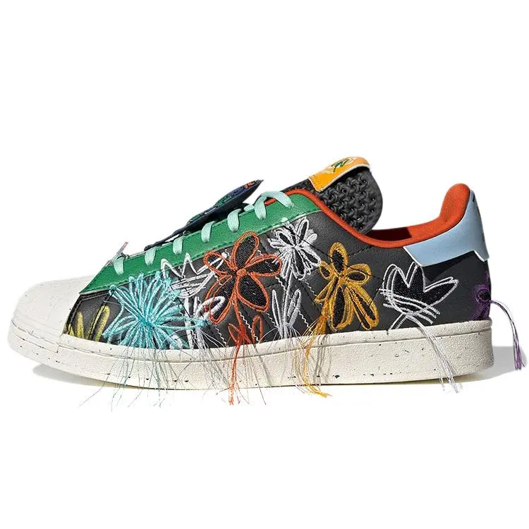 Adidas Boys' Sean Wotherspoon x Superstar 'Super Earth' Black Sneakers with Eco-Friendly Recycled Materials for Running & Training, Round Toe, Laces, Sustainable, True To Size, Lace-Up