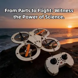 DIY Wooden Building Blocks Flying, Drone Model Kit Plane Toy, Remote Control RCAircraft Training, stunt flip Assembly Quadcopter, Mini Drone Model