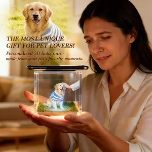 ABOSY AI 3D Pet Hologram Memorial Box, Custom Photo Pet Loss Keepsake Gift for Dogs & Cats