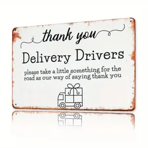 Aluminum Retro Thank You Delivery Driver Sign 8x12 Inch, Vintage Style Home Office Wall Decor Appreciation Gift for All Service
