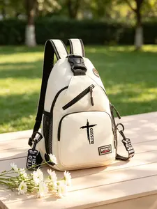 Blessed Crossbody Bag for Men, Cartoon Print Belt Bag, Casual Style, All Seasons, New Arrival, Trendy Shoulder Bag, Chest Bag, Zipper Belt Bag, Casual Waist Bag