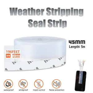 45mm Durable Rubber Door Draft Stopper – Strong Adhesive Weather Stripping, Energy Saving for Doors & Windows
