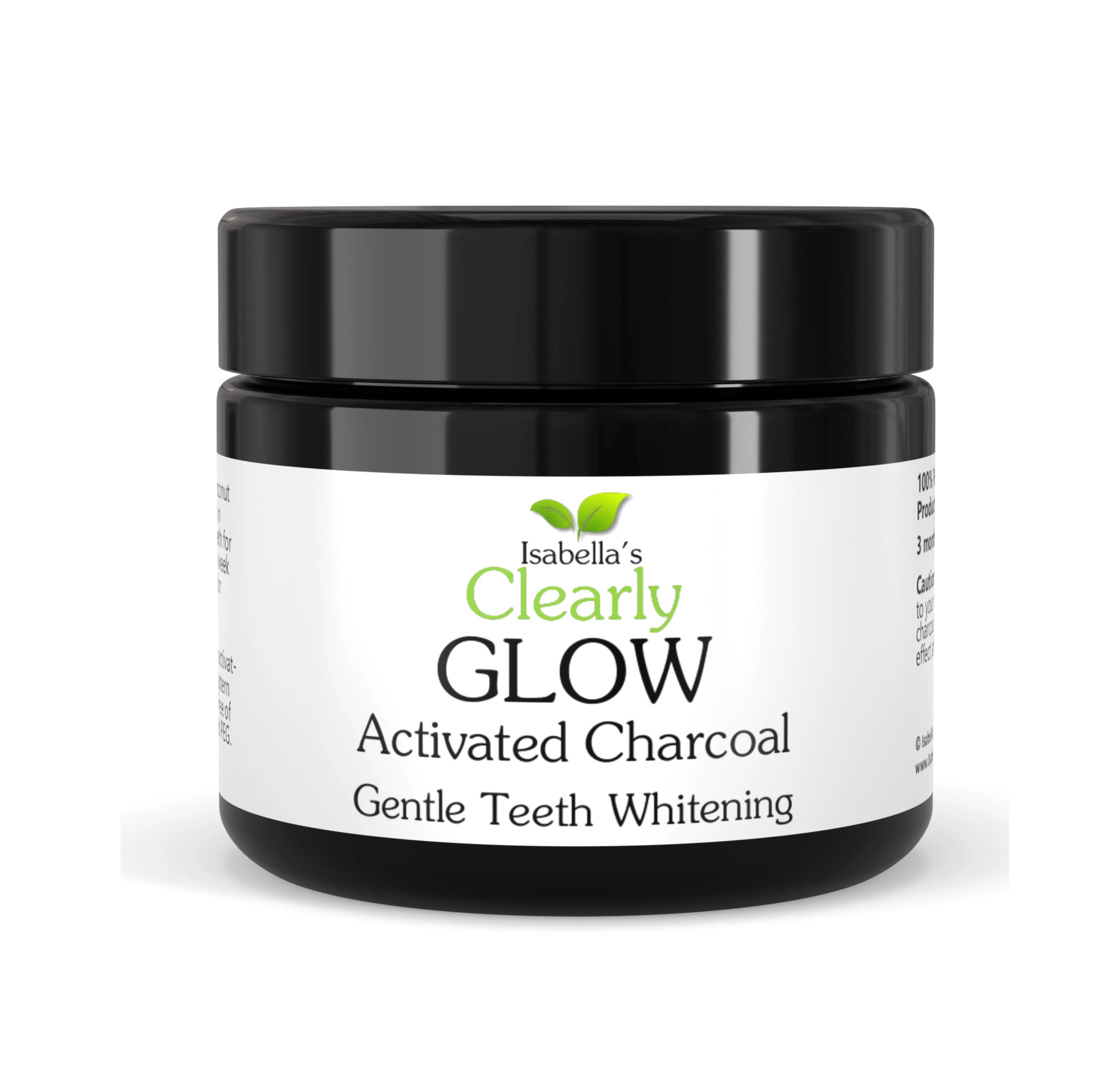 Charcoal Tooth Powder for Whiter-Looking Teeth | Natural Toothpaste Alternative | Fluoride Free, Non Peroxide Oral Care Made in USA (Isabella's Clearly GLOW)