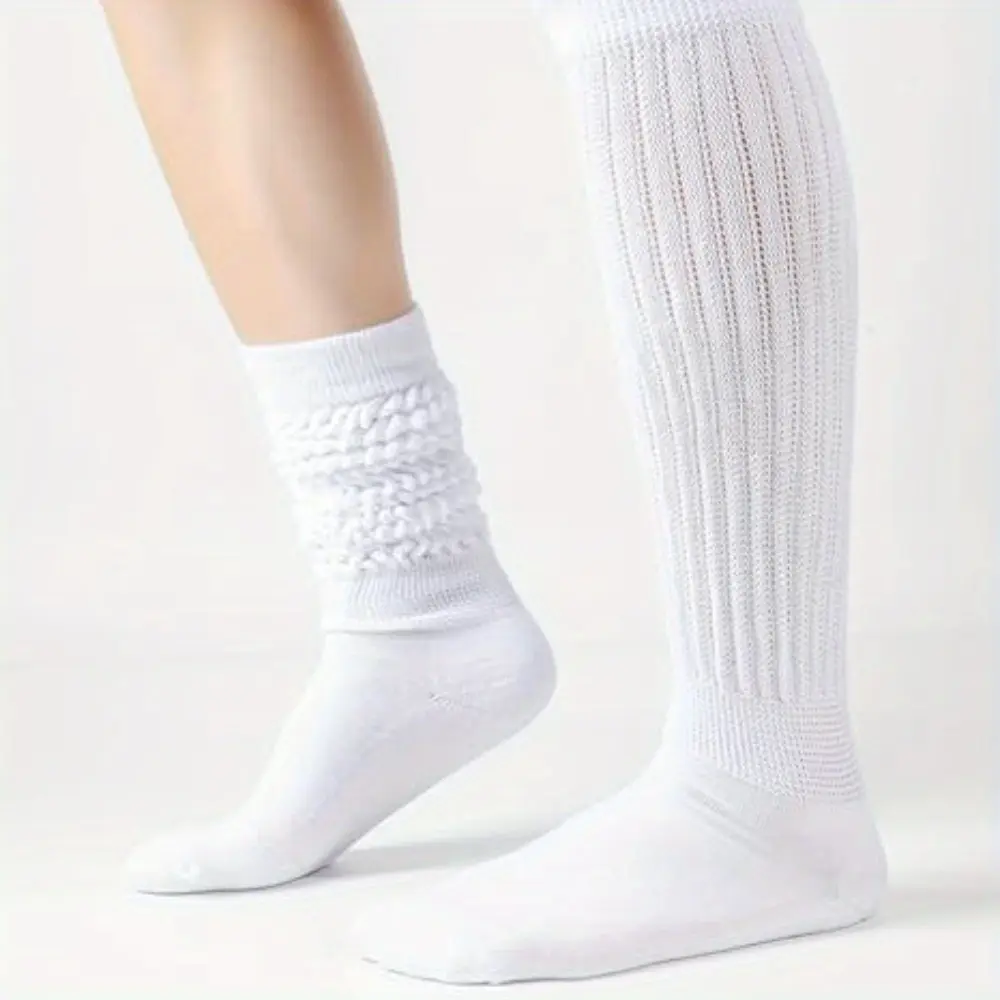 3 Pairs Solid Color Accessory Socks, Long Tube Double-Wear Slouch Socks Boot Socks Soft Scrunch Socks
